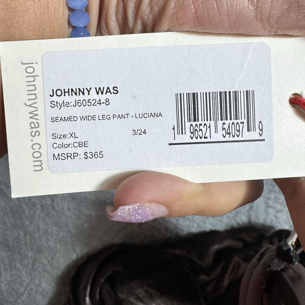 Johnny Was Brown Luciana Velvet Wide Leg Butterfly Pant Size XL MSRP $365 NEW - Picture 6 of 6